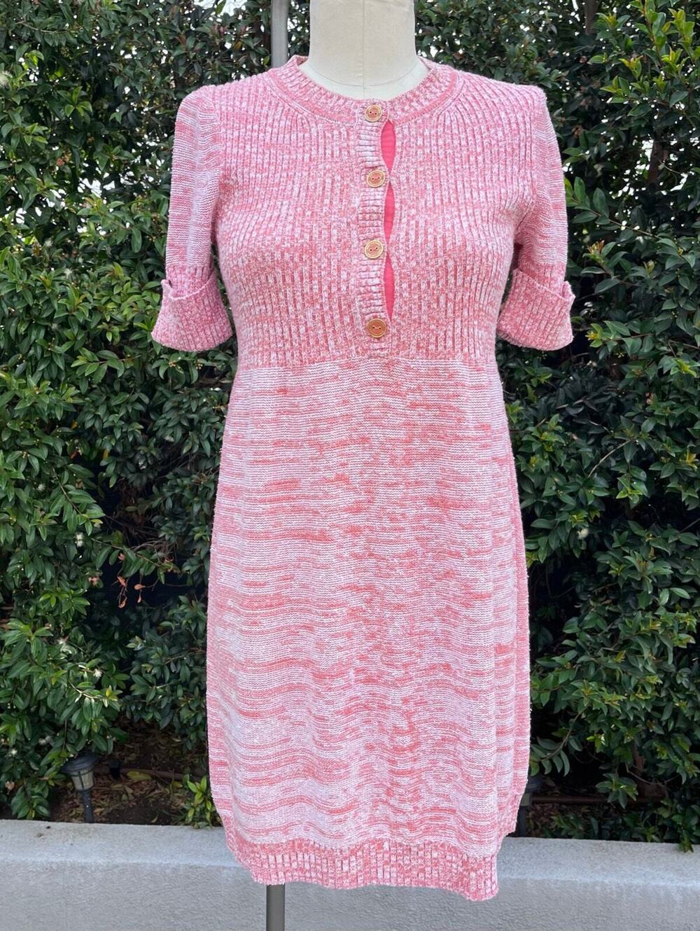 Clueless Y2K Juicy Couture Pink Marled Knit Sweater Dress Puff Sleeve Small Fem